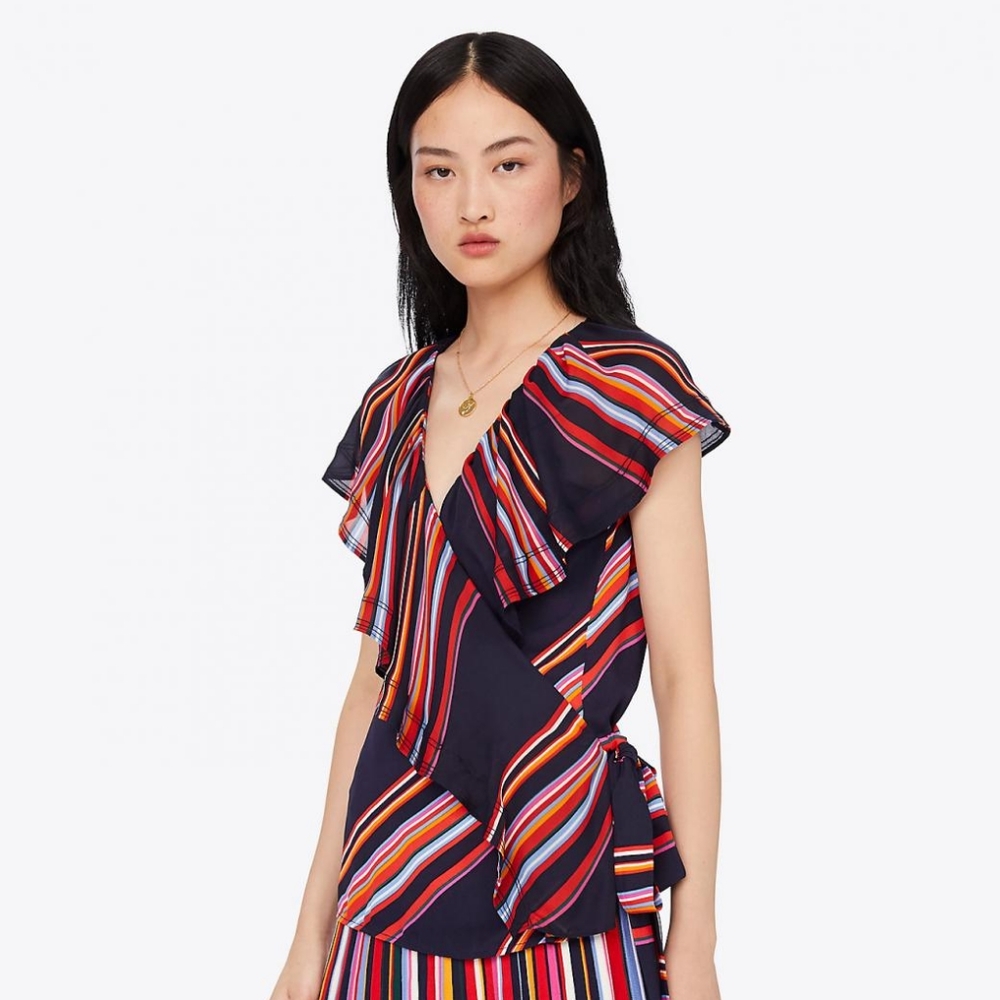 Tory Burch Adelia wrap striped top